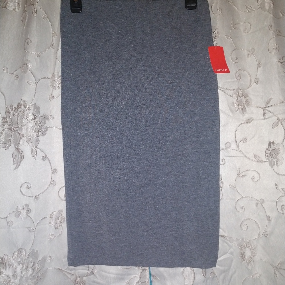 Grey Pencil-Midi Skirt